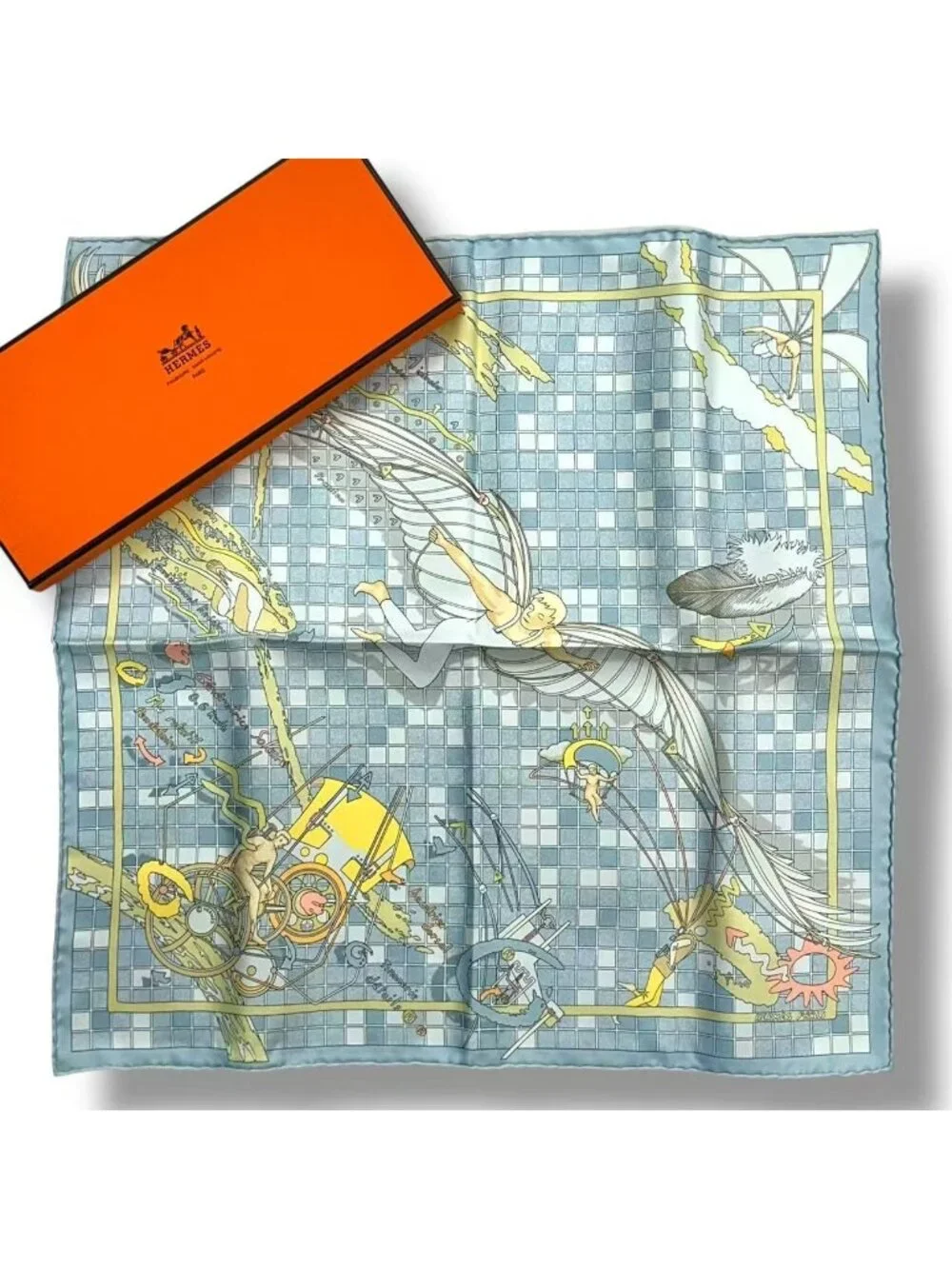 Hermes Scarf Silk Remiges de Fuite Flying Blue - Picture 1 of 9